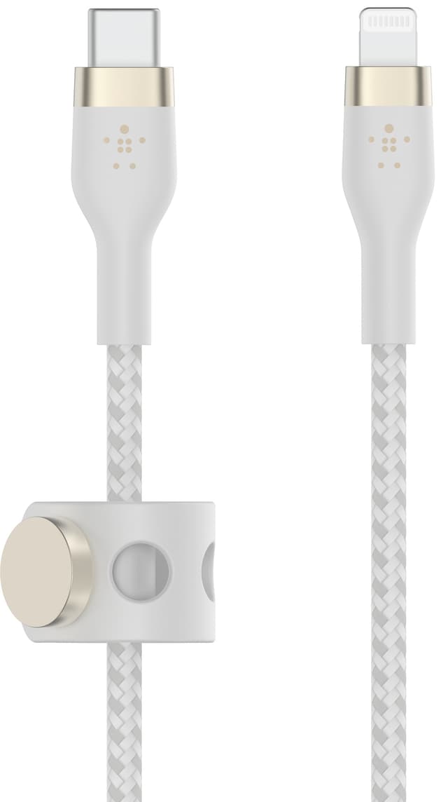 Belkin BoostCharge Pro Flex USB-C- till Lightning-kabel (vit)