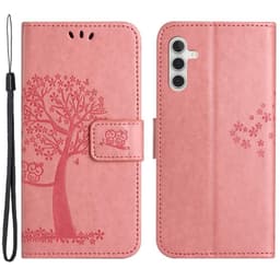 SKALO Samsung A14 4G/5G Owl Tree Plånboksfodral - Rosa