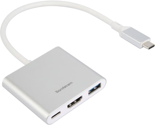 Sandstrøm 3-i-1 USB-C-hubb