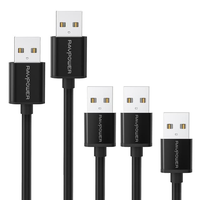 RAVPower 5 x USB 2.0 til Micro USB kabelpaket (0.3 m + 2 x 0.9 m + 1.8 m + 3.0 m), Svart