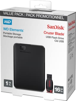 WD Elements 1TB extern HDD med 16GB USB
