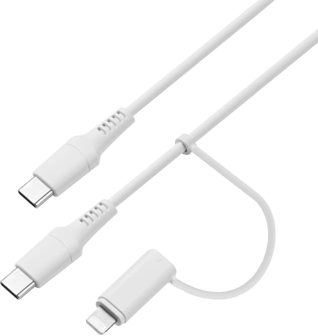 Sandstrøm USB-C- till USB-C-kabel med Lightning-adapter (3m)