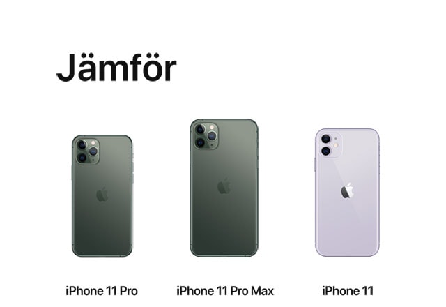 Jämför iPhone 11, Pro och Pro Max