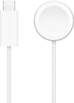 Usb-c-laddare bredvid en magnetisk snabbladdare till Apple Watch