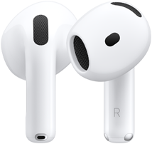 AirPods 5, sedda framifrån och bakifrån för att visa designen