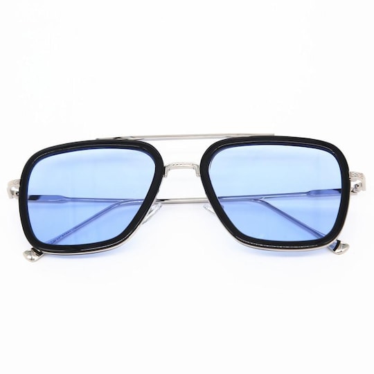 Solglasögon med metallbågar och UV 400-skydd, Silver/Svart/Blå - Elgiganten