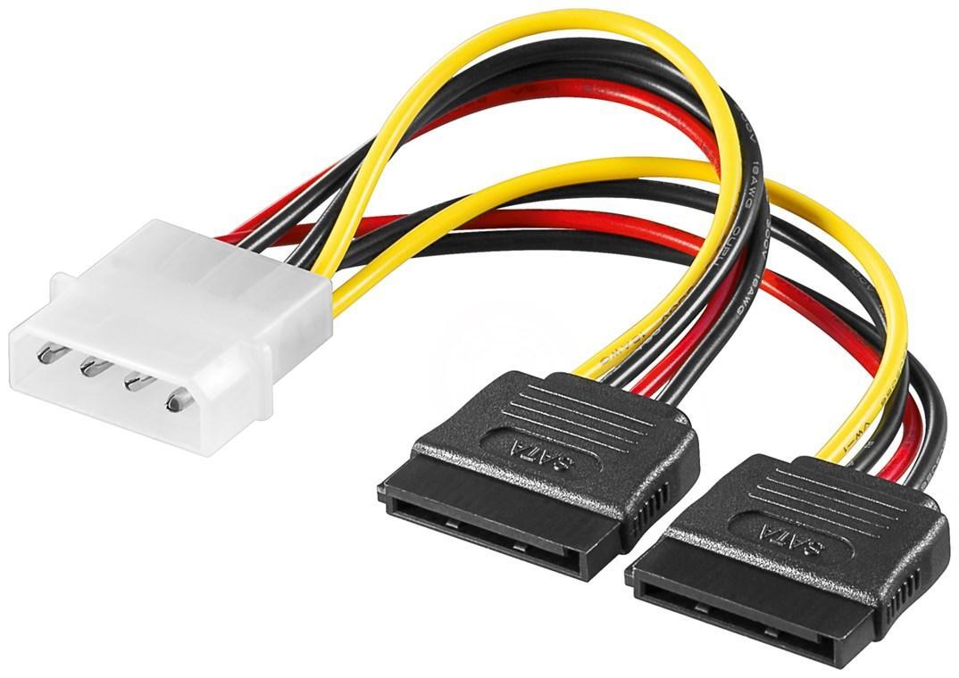 Y-strömkabel/adapter till pc, 5,25-kontakt till 2x SATA - Elgiganten