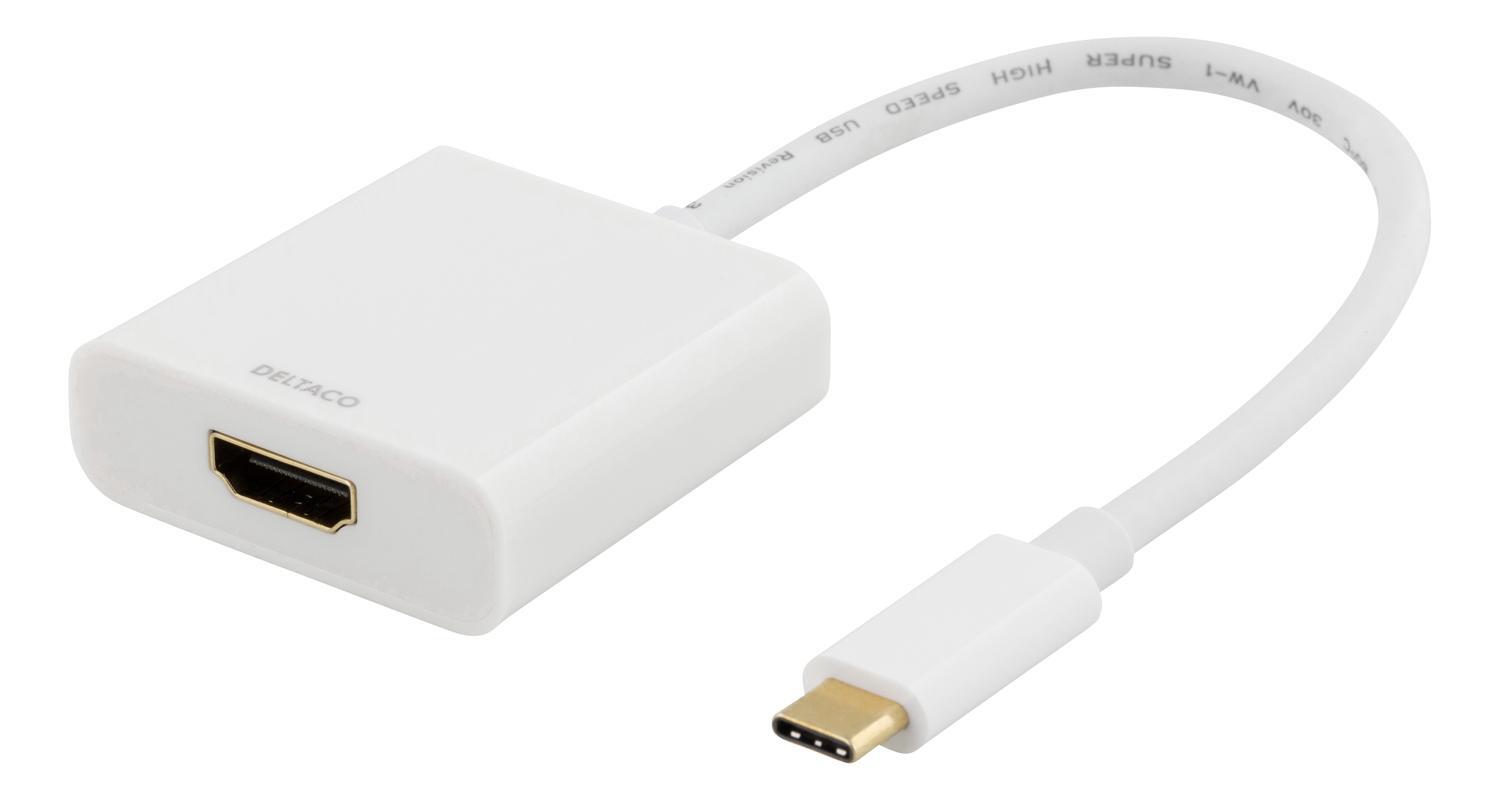 DELTACO USB-C till HDMI adapter, 4096x2160 30Hz, vit - Elgiganten