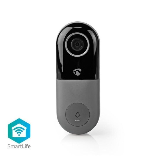 Nedis Smartlife dörrklocka med kamera | Wi-Fi | Transformator | Android™ /  IOS | Full HD 1080p | Cloud / DRM-stöd | IP54 | Med rörelsesensor |  Nattsikt | Grå / Svart - Elgiganten