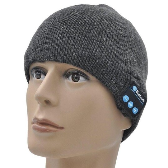 Stickad mössa med inbyggda Bluetooth hörlurar, Mörkgrå - Elgiganten
