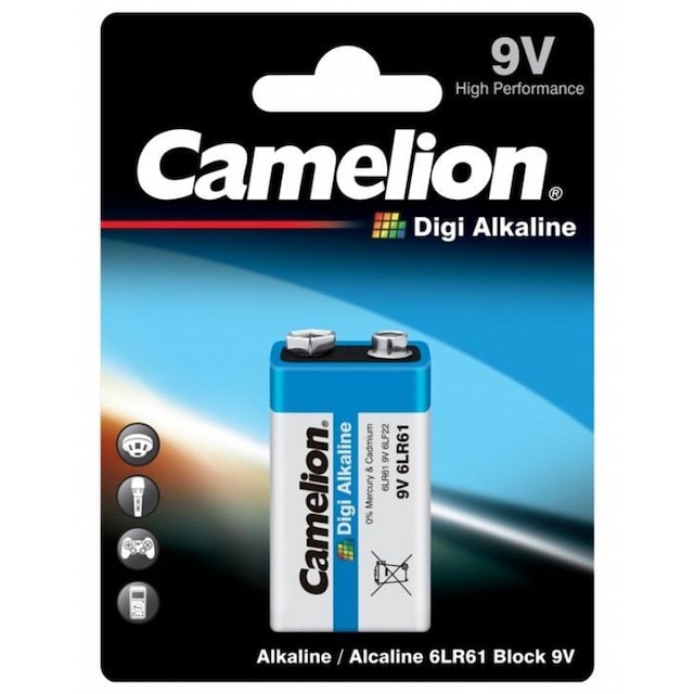 Camelion 9V (6LR61), batteri, alkaline, 1-pack