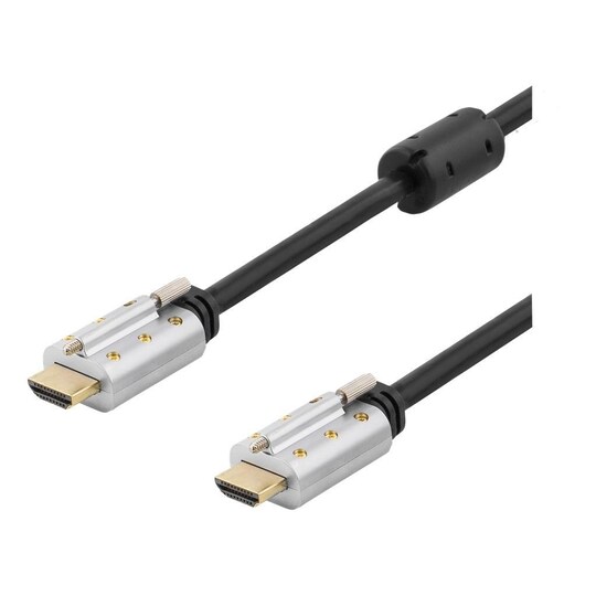 DELTACO HDMI kabel, låsbar, HDMI High Speed with Ethernet, 2m, svart -  Elgiganten