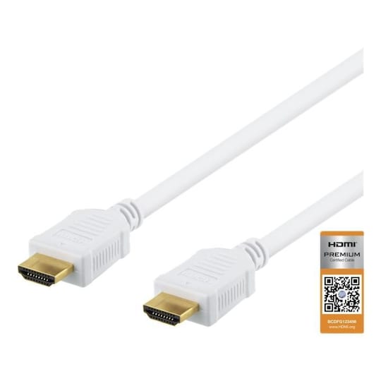 DELTACO High-Speed Premium HDMI-kabel, 3m, Ethernet, 4K UHD, vit