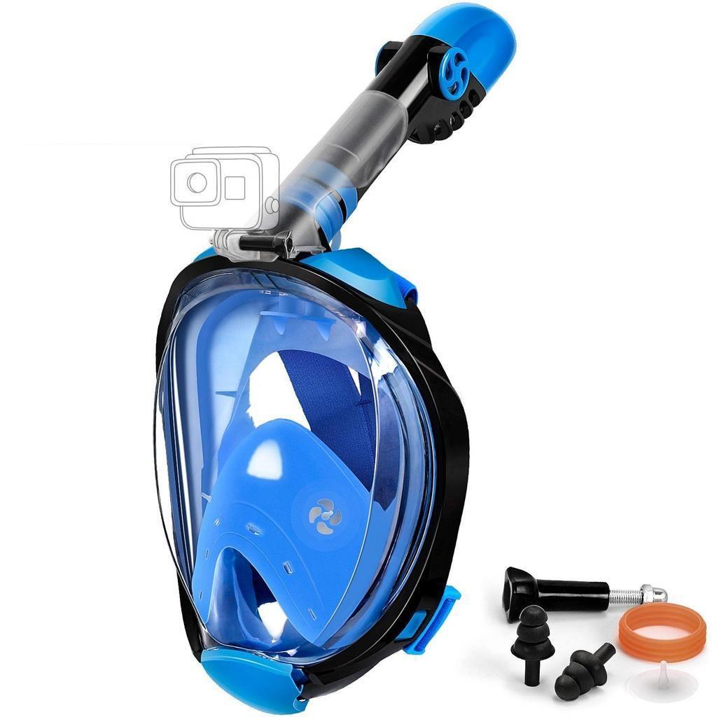 Helmask cyklop med snorkel och GoPro fäste - svart/blå - L/XL - Elgiganten