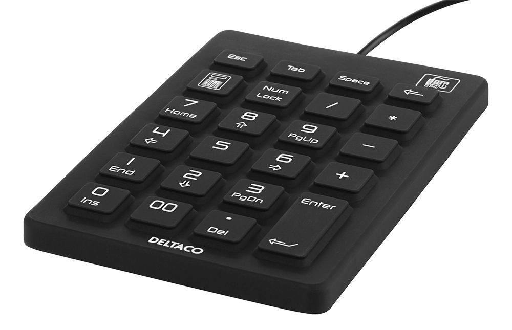 DELTACO numeriskt tangentbord i silikon, IP68, 23 tangenter, svart -  Elgiganten