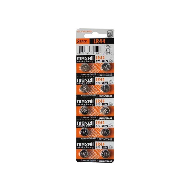 Maxell knappcellsbatteri, LR44, Alkaline, 1,5V, 10-pack