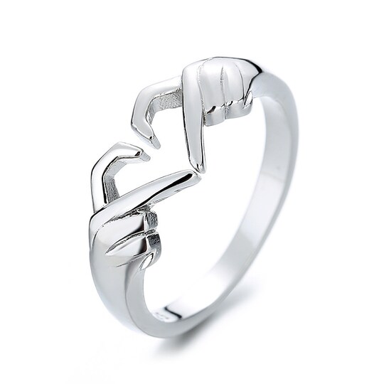 Hjärta Hand Ring Justerbar Silver 17,3 mm - Elgiganten