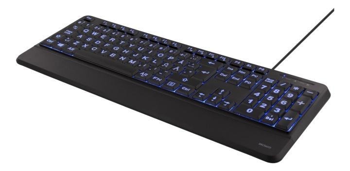 DELTACO Fullstort tangentbord med extra stora tecken, blå LED, USB, sv -  Elgiganten