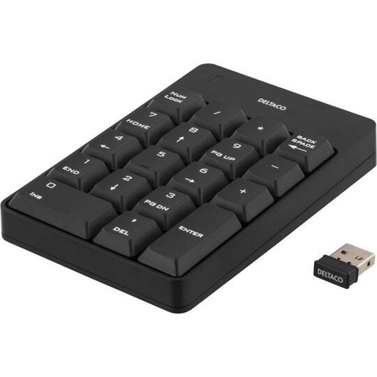 Deltaco trådlöst numeriskt tangentbord, USB, 10m räckvidd, svart (TB-144) -  Elgiganten