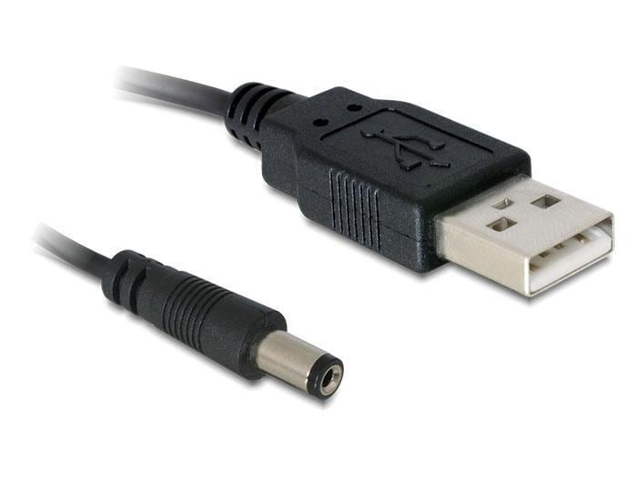 DeLock 82197 USB kontakt till DC 5.5 x 2.1 mm hane 1.0m, svart - Elgiganten