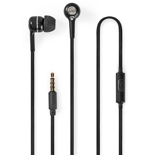 Trådanslutna hörlurar | 1.2 m rund kabel | In-Ear | Inbyggd mikrofon |  Svarta - Elgiganten