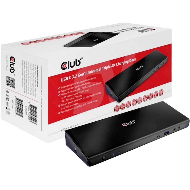 club3D USB-C® Notebook Dockingstation Passar till
