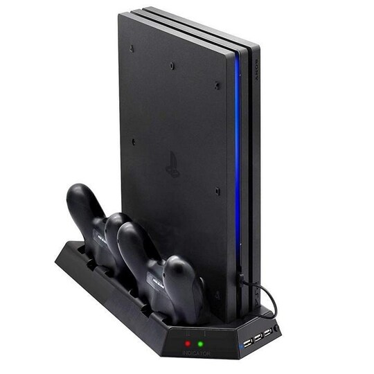 Vertikalt stativ med kylfläktar, laddningsstationer, USB-hub, Playstation 4  Pro - Elgiganten