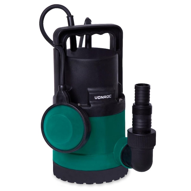 VONROC Dränkbar pump 300W – 6500L / h  | För rent och lätt förorenat vatten