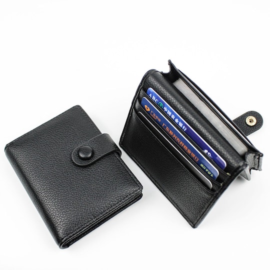 Plånbok korthållare med knapp Svart - Elgiganten