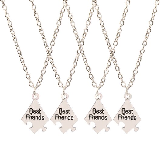 Puzzle-halsband till bästa vänner ""Best Friends"" 4-pack Silver -  Elgiganten