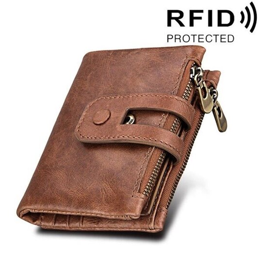 RFID Plånbok i äkta skinn med dragkedja - Elgiganten