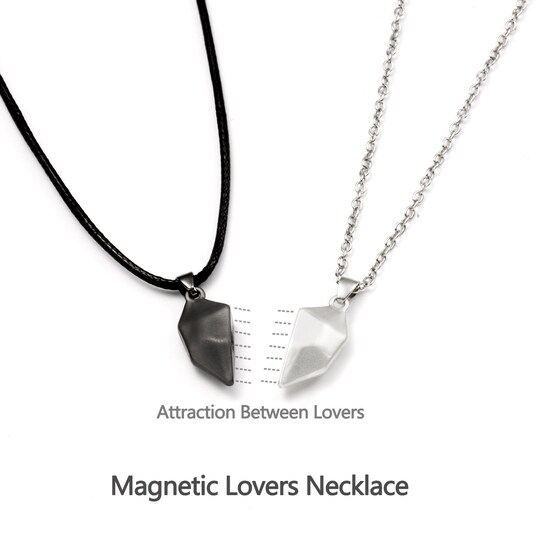 Matchande halsband med magnetiskt hjärthänge Silver - Elgiganten