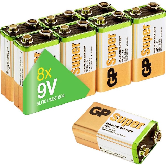 GP Batteries Super Batteri 9 V Alkaliskt 9 V 8 st