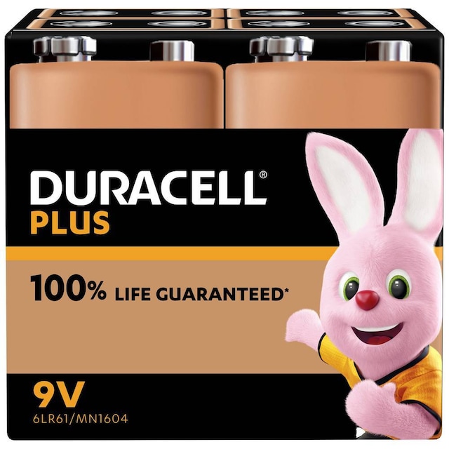 Duracell MN1604 Plus Batteri 9 V Alkaliskt 9 V 4 st