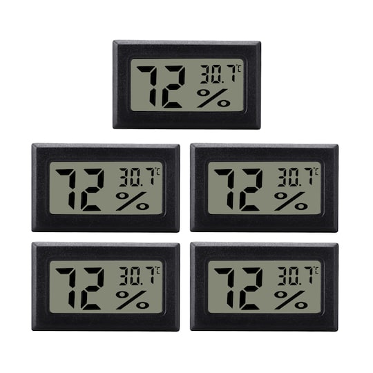 INF Mini digital hygrometer / termometer 5-pack Svart - Elgiganten