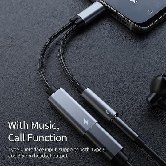 USB C till 3,5 mm adapter för hörlurar och laddare Grå - Elgiganten