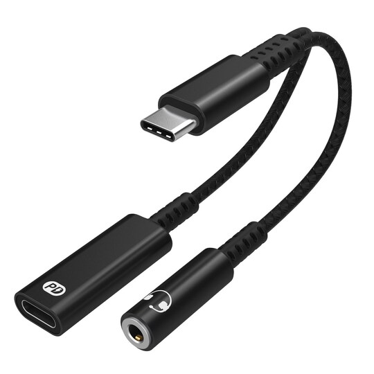 INF USB-C adapter för 3.5 mm hörlurar och USB-C-laddare Svart - Elgiganten