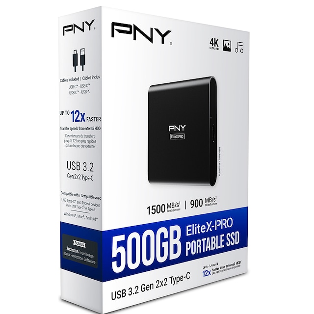PNY EliteX-PRO USB 3.2 Gen 2x2 Type-C Portable SSD 500GB