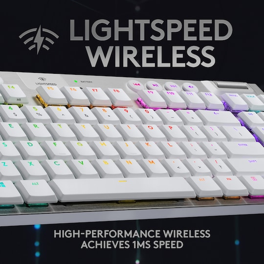Logitech G915 Lightspeed Tenkeyless trådlöst tangentbord för gaming (vit) -  Elgiganten
