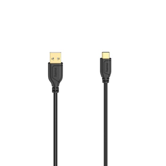 Kabel USB-C Flexi-Slim USB-A-USB-C Guld Svart 0,75m - Elgiganten