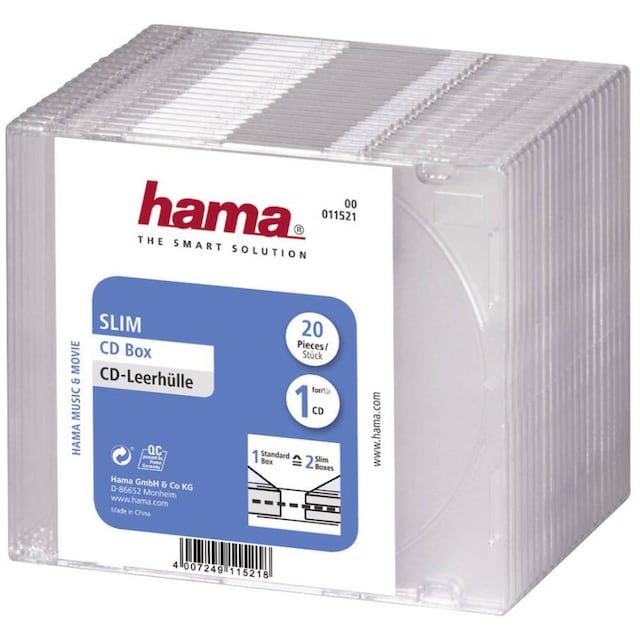 Hama CD-slim, 20-pack, transparent, dispenser