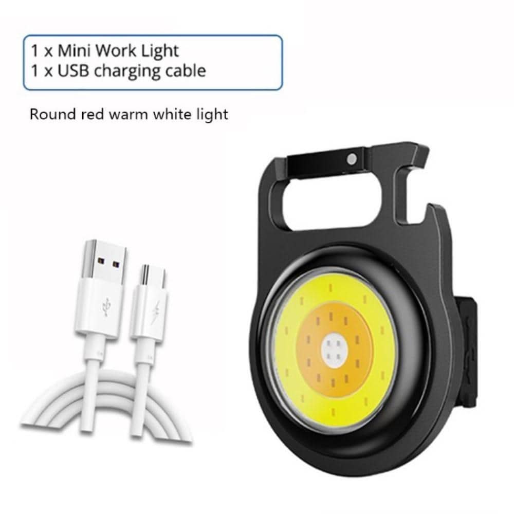Nyckelring Ficklampa uppladdningsbar arbetslampa röd+gul+vit - Elgiganten
