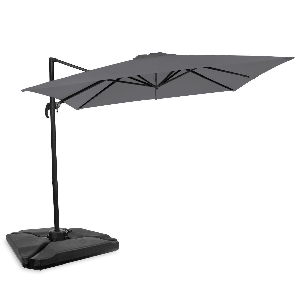 VONROC Parasoll Pisogne 300x300cm – Premium parasoll - Grå |Inkl. 4st  Parasollplattor - Elgiganten