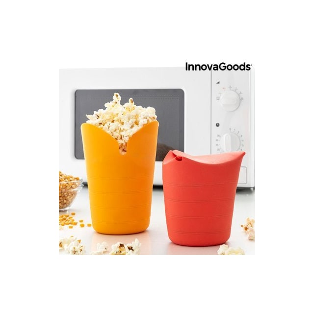Hopvikbara popcornskålar i silikon popbox innovagoods (2 st)
