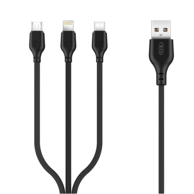 XO NB103, 3i1-Kabel (2.1A) USB - Lightning + USB-C + microUSB, 1m