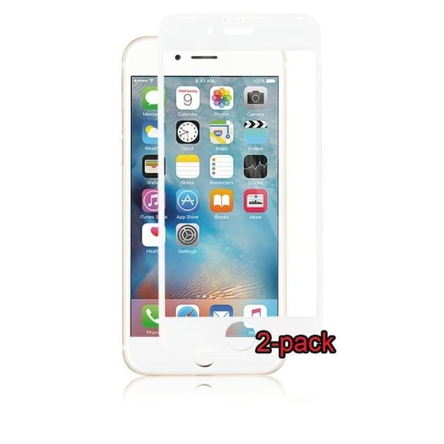2-pack iPhone 6S/6 Plus Curved Silicate Glass, Panzer, White
