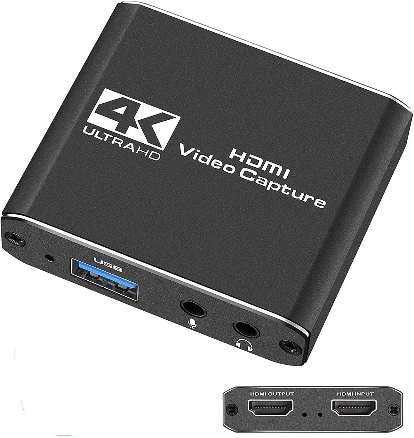 NÖRDIC Video capture adapter HDMI output 4K 30Hz HDMI med Loop Mikrofon och  audio out HDMI Signal Loop Out - Elgiganten