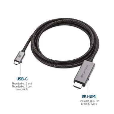 Cable Matters 1,8m USB-C till HDMI kabel 8K30Hz 4K 120Hz 48Gbps HDR Kompatibel med Thunderbolt 4 och 3