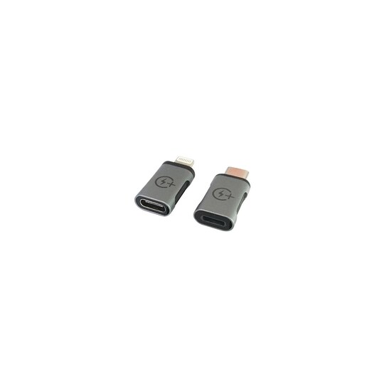 NÖRDIC 2 i 1 Adapter kit USB C ha till Lightning hona och Lightning ha till  USB C ho Aluminium Space Grey