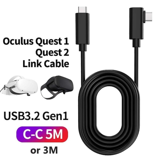 NÖRDIC VR Link kabel 3m USB3.2 Gen1 USB-C till C 5Gbps 3A snabb laddning  Oculus Quest 2 Super Speed USB Link Cable - Elgiganten